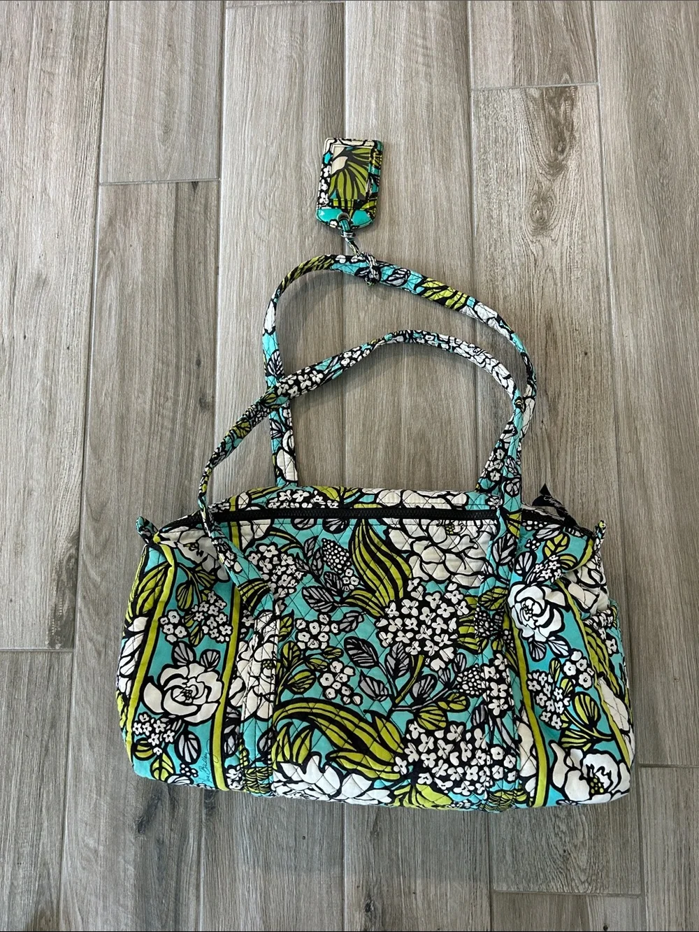 Vera Bradley Floral Quilted Tote Bag - Blue, Green & White